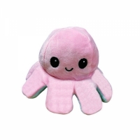 Caracatita reversibila din plus cu doua emotii, cu LED, turcoaz/roz, 20 x 8 cm, Vivo OCTOPUS-TURCOAZ/PINK